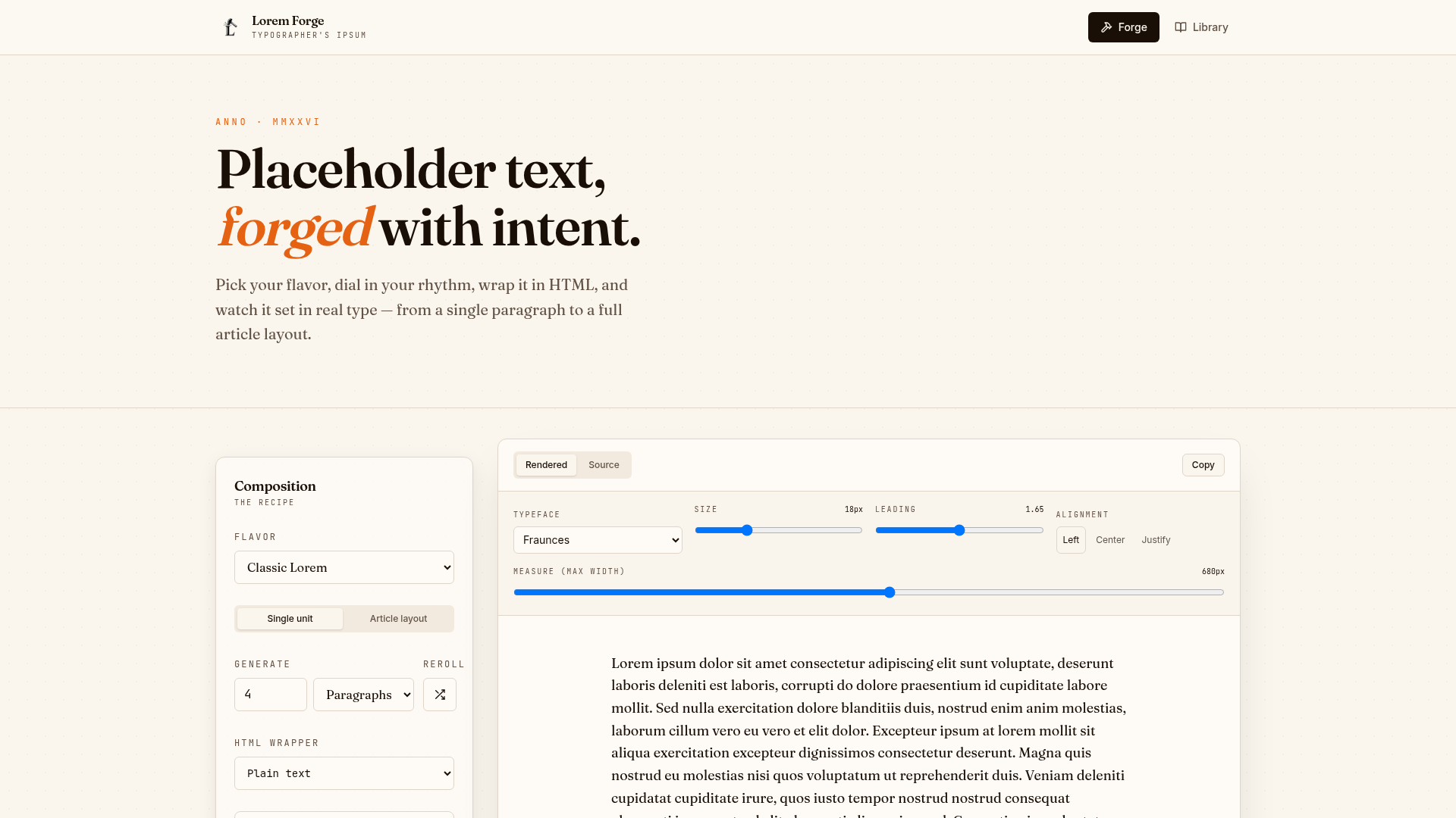 Lorem Forge– Lorem Ipsum-generator
