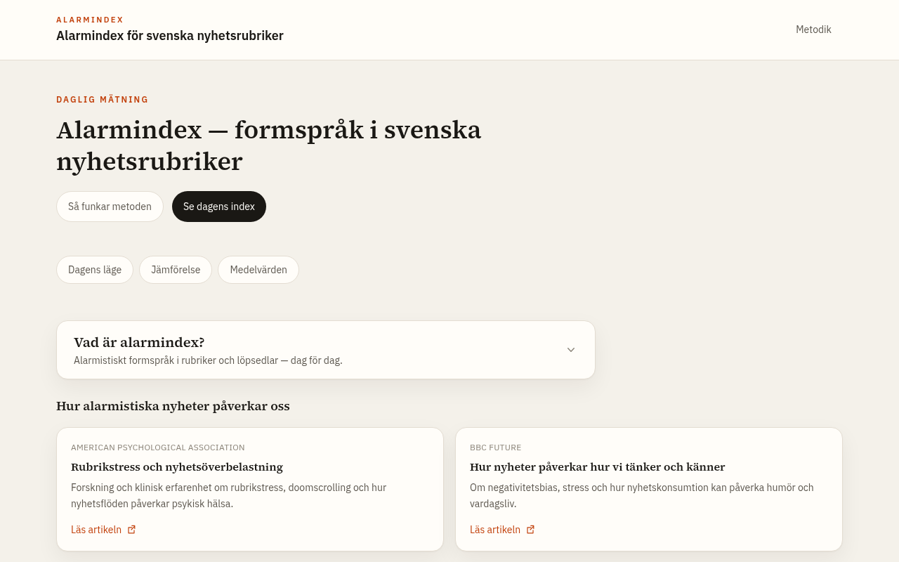Alarmindex – Hur negativa är nyhetsrubrikerna för din hälsa?